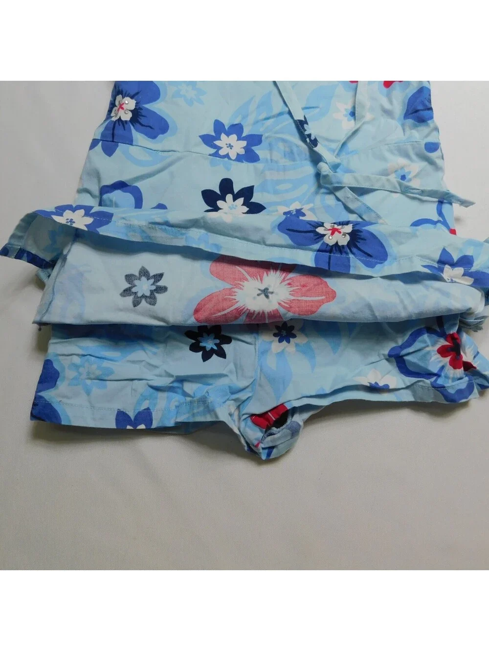 Vintage Limited Too Girls Light Blue Floral Halter Dress Romper Size 8 Y2K 90s